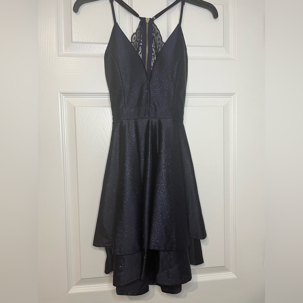 Homecoming Glitter Dress | Navy Blue | Honey and Rosie